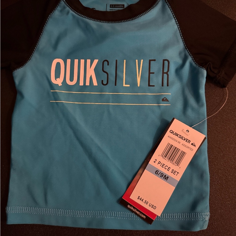Quiksilver Aqua and Black Baby Rash Guard/Board Short